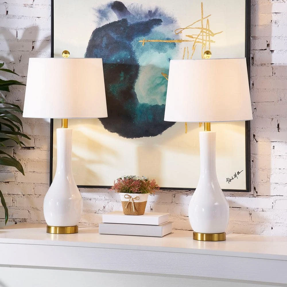 Sacramento 28.5 In. Blue Coastal Dimmable Ceramic Bedroom Living Room Bedside Desk Tall Table Lamps USB Port Set Of 2 4 Sacramento 28.5 In. Blue Coastal Dimmable Ceramic Bedroom Living Room Bedside Desk Tall Table Lamps USB Port Set Of 2 - Image 2