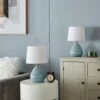 Sacramento 14.5 In. Blue Coastal Ceramic Bedroom Living Room Bedside Desk Nightstand Small Table Lamps Set Of 2 -Lamp Parts maxax lamp sets t62 bu 64 1000