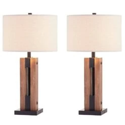 28 In. Black Modern Dimmable Resin Bedroom Living Room Bedside Desk Nightstand Table Lamps USB Port (Set Of 2)