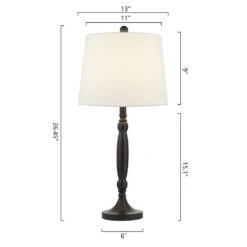 25.5 In. Black Modern Dimmable Metal Bedroom Living Room Bedside Desk Nightstand Table Lamps (Set Of 3) -Lamp Parts maxax lamp sets tf102 bk 1f 1000