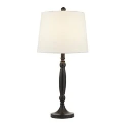 25.5 In. Black Modern Dimmable Metal Bedroom Living Room Bedside Desk Nightstand Table Lamps (Set Of 3) -Lamp Parts maxax lamp sets tf102 bk c3 1000