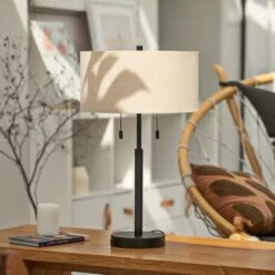 24 In. Black Table And Desk Lamps With USB Ports And Twin Lights (Set Of 2) -Lamp Parts merra lamp sets ptl 1822 00 bnhd 1 31 1000