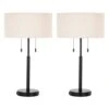 24 In. Black Table And Desk Lamps With USB Ports And Twin Lights (Set Of 2)