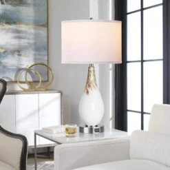 27.5 In. H Milk White Touch Control Table Lamps Set Of 2 3-Way Dimmable Art Glass Bedside Lamp With USB Ports -Lamp Parts milk white table lamps tzt3146 p480 44 1000