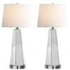 26.5 In. Mirrored Glass Table Lamps (Set Of 2), Modern Silver Tall Bedside Lamps With 2 USB Ports For Living Room Decor -Lamp Parts mirrored glass rottogoon table lamps hmlp316as2 64 1000