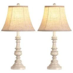 Avex 24 In. White Rustic Farmhouse Dimmable Table Lamps Set With Touch Control And Two Bulbs (Set Of 2)
