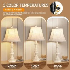 Avex 24 In. White Rustic Farmhouse Dimmable Table Lamps Set With Touch Control And Two Bulbs (Set Of 2) -Lamp Parts miscool lamp sets tlh10q395k c3 1000