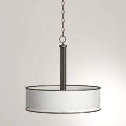 3-Light Bronze Pendant With Organza Shade -Lamp Parts miz hampton bay pendant lights 89549 4f 1000