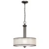 3-Light Bronze Pendant With Organza Shade -Lamp Parts miz hampton bay pendant lights 89549 64 1000
