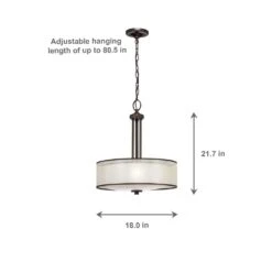3-Light Bronze Pendant With Organza Shade -Lamp Parts miz hampton bay pendant lights 89549 77 1000