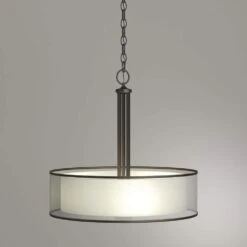 3-Light Bronze Pendant With Organza Shade -Lamp Parts miz hampton bay pendant lights 89549 c3 1000