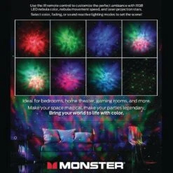 Monster Multi-Color Sound-Activated Laser Light Show Projector, Remote Control -Lamp Parts monster night lights mlb7 2001 rgb 1f 1000
