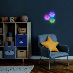 Monster Hexagon Unique Multi-Color LED Touch Light, 4 Color-Changing Modes, DIY Installation With Mounting Hardware (3-Pack) -Lamp Parts monster under cabinet lighting accessories mlb7 1056 rgb fa 1000