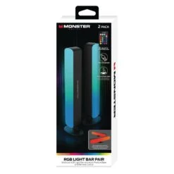 Monster 2-Pack Multi-Color LED Light Bar With Multi-Position Base, Included With Remote Control And Cable