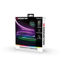 Monster 6.5 Ft. Sound Reactive Flexible Color-Changing USB LED Amplifier Light Strip, USB Powered -Lamp Parts monster under cabinet lighting accessories mlb7 2044 rgb 76 1000