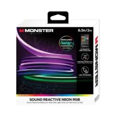 Monster 6.5 Ft. Sound Reactive Flexible Color-Changing USB LED Amplifier Light Strip, USB Powered -Lamp Parts monster under cabinet lighting accessories mlb7 2044 rgb fa 1000