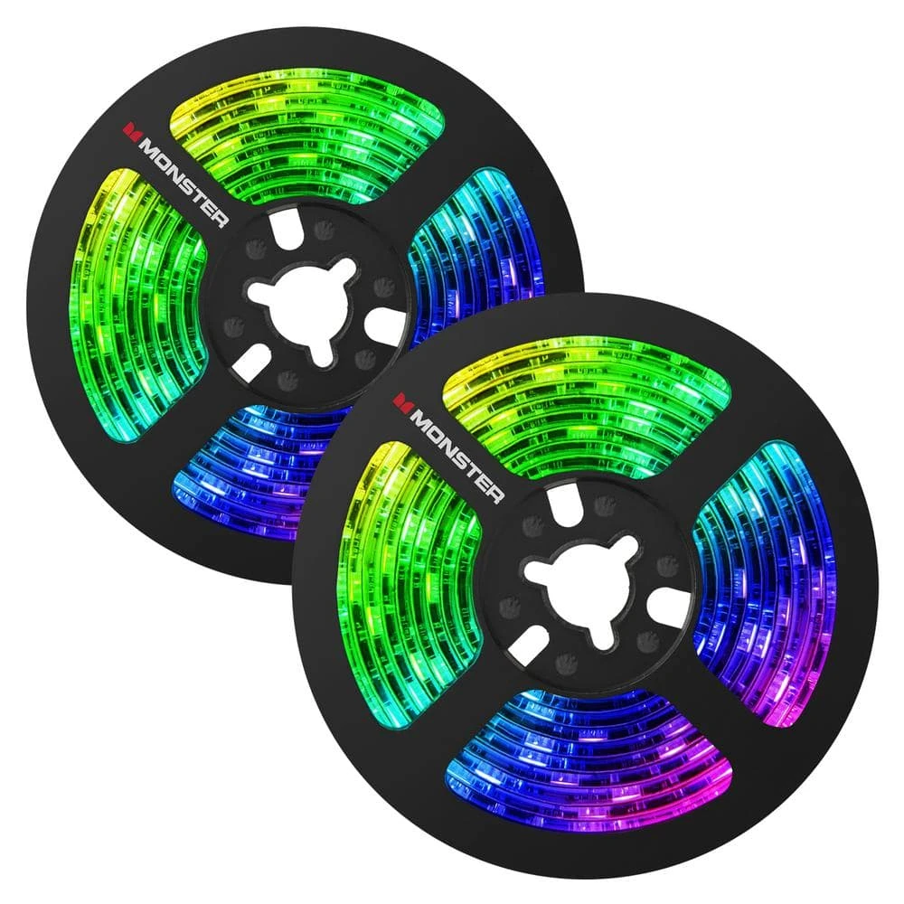 Monster 2-Pack 6.5 Ft. Color-Changing LED Light Strip, USB-Powered From 5-Volt USB Ports, Remote Control Included 3 Monster 2-Pack 6.5 Ft. Color-Changing LED Light Strip, USB-Powered From 5-Volt USB Ports, Remote Control Included