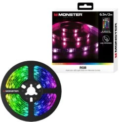 Monster 2-Pack 6.5 Ft. Color-Changing LED Light Strip, USB-Powered From 5-Volt USB Ports, Remote Control Included 19 Monster 2-Pack 6.5 Ft. Color-Changing LED Light Strip, USB-Powered From 5-Volt USB Ports, Remote Control Included -Lamp Parts monster wall light panels ecom 1060 pp2 76 1000