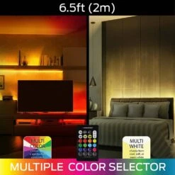 Monster 6-Pack Multi-Color And Multi-White LED Light Strip, 6.5 Ft., Customizable, Peel And Install, Remote Control Included -Lamp Parts monster wall light panels ecom 1076 pp6 1f 1000