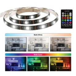 Monster 6-Pack Multi-Color And Multi-White LED Light Strip, 6.5 Ft., Customizable, Peel And Install, Remote Control Included -Lamp Parts monster wall light panels ecom 1076 pp6 44 1000