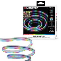 Monster 2-Pack Multi-Color 6.5 Ft. RGB Color-Flow Technology Neon-LED Strip, Flexible Neon, Easy DIY Installation, -Lamp Parts monster wall light panels ecom 1088 pp2 76 1000