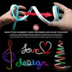 Monster 2-Pack 6.5 Ft. Neon Flex Plus Light And 3D Memory Wire Core, Make Custom Shapes/Words -Lamp Parts monster wall light panels ecom 1089 pp2 4f 1000
