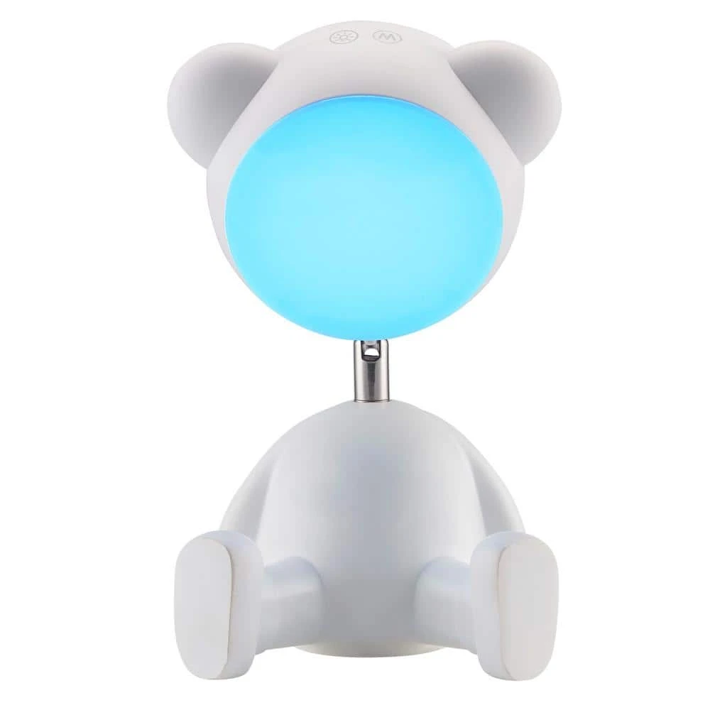 White 11.125 In. Indoor Teddy Bear Table Lamp With Dimmable And RGB Color Changing Features 12 White 11.125 In. Indoor Teddy Bear Table Lamp With Dimmable And RGB Color Changing Features - Image 10