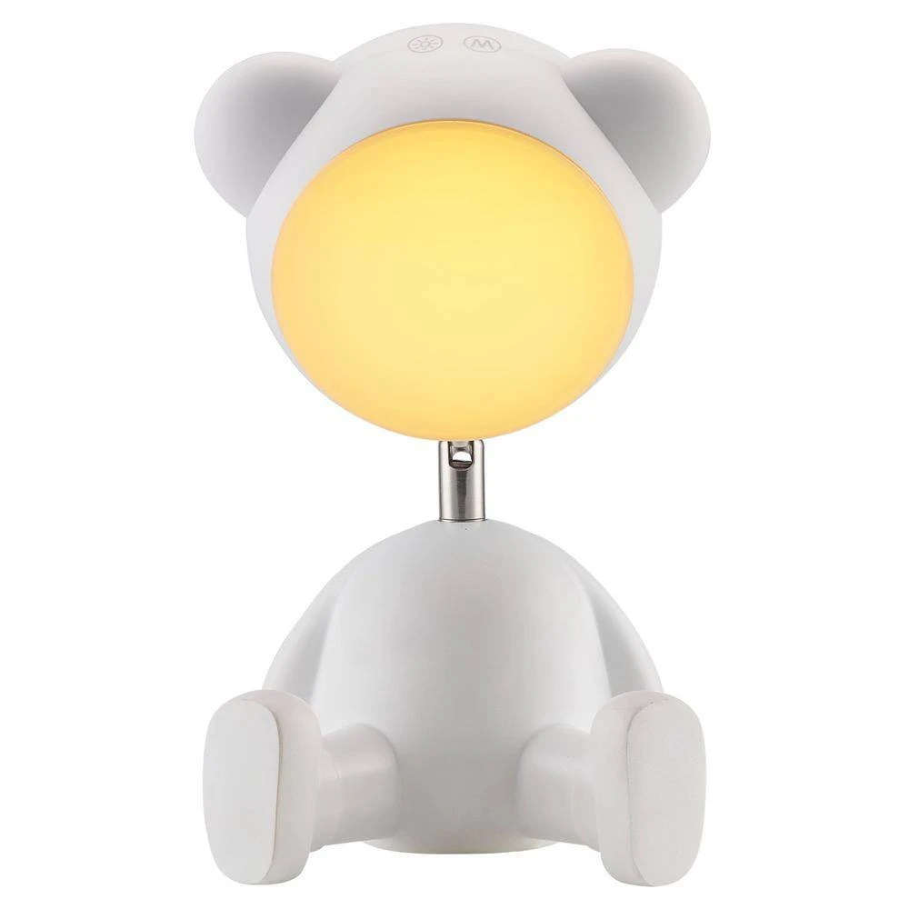 White 11.125 In. Indoor Teddy Bear Table Lamp With Dimmable And RGB Color Changing Features 13 White 11.125 In. Indoor Teddy Bear Table Lamp With Dimmable And RGB Color Changing Features - Image 11