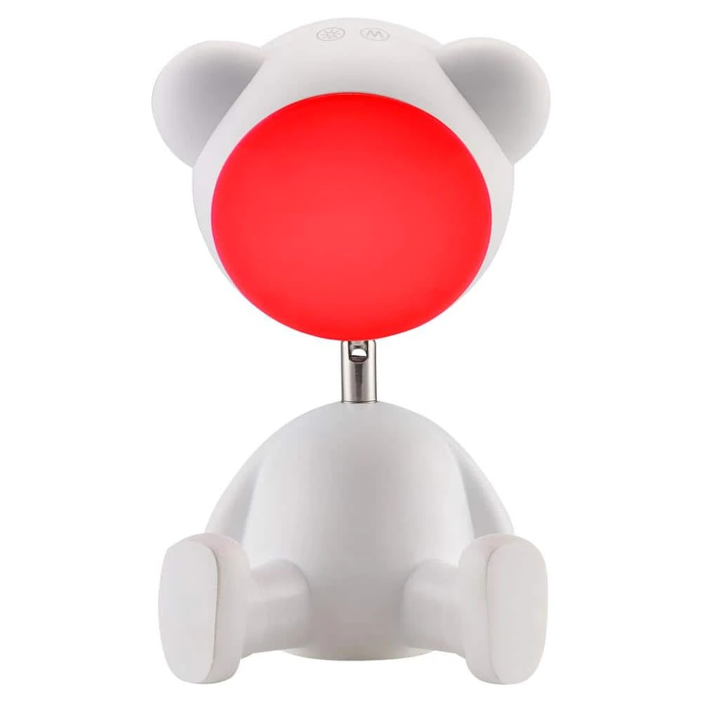 White 11.125 In. Indoor Teddy Bear Table Lamp With Dimmable And RGB Color Changing Features 11 White 11.125 In. Indoor Teddy Bear Table Lamp With Dimmable And RGB Color Changing Features - Image 9
