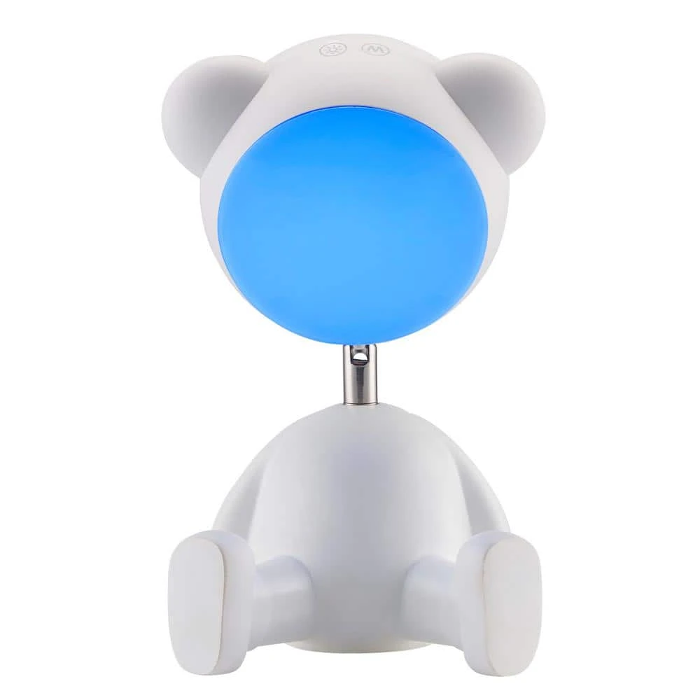 White 11.125 In. Indoor Teddy Bear Table Lamp With Dimmable And RGB Color Changing Features 8 White 11.125 In. Indoor Teddy Bear Table Lamp With Dimmable And RGB Color Changing Features - Image 6