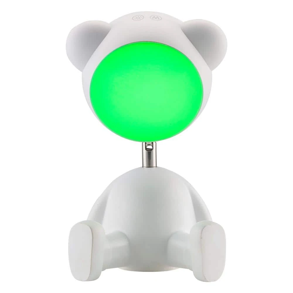 White 11.125 In. Indoor Teddy Bear Table Lamp With Dimmable And RGB Color Changing Features 9 White 11.125 In. Indoor Teddy Bear Table Lamp With Dimmable And RGB Color Changing Features - Image 7