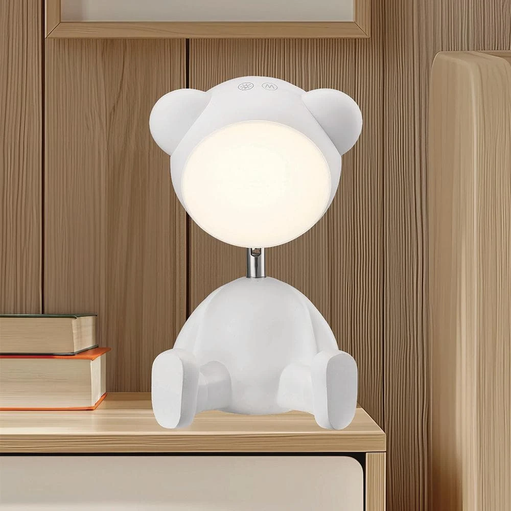 White 11.125 In. Indoor Teddy Bear Table Lamp With Dimmable And RGB Color Changing Features 4 White 11.125 In. Indoor Teddy Bear Table Lamp With Dimmable And RGB Color Changing Features - Image 2