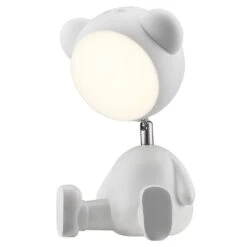 White 11.125 In. Indoor Teddy Bear Table Lamp With Dimmable And RGB Color Changing Features 27 White 11.125 In. Indoor Teddy Bear Table Lamp With Dimmable And RGB Color Changing Features -Lamp Parts monteaux lighting novelty lights hpi 10037 fa 1000