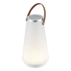 13.75 In. White Indoor/Outdoor Rechargeable Battery Operated LED Lamp With Built-In Wireless Speaker -Lamp Parts monteaux lighting novelty lights hs 9016 44 1000