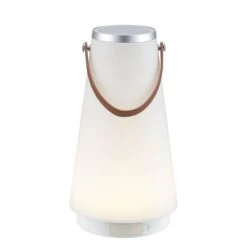 13.75 In. White Indoor/Outdoor Rechargeable Battery Operated LED Lamp With Built-In Wireless Speaker -Lamp Parts monteaux lighting novelty lights hs 9016 4f 1000