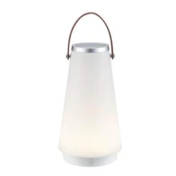 13.75 In. White Indoor/Outdoor Rechargeable Battery Operated LED Lamp With Built-In Wireless Speaker -Lamp Parts monteaux lighting novelty lights hs 9016 c3 1000