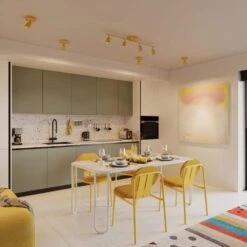 Shura Mustard Yellow Integrated LED Fixed Track Light, Rotatable Cylinder Heads 3 Ft. Track Lighting Kit, 3000k, 2240Lmn -Lamp Parts mustard yellow 3000k vidalite track lighting kits ce1060086 31 1000