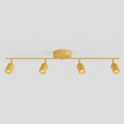 Shura Mustard Yellow Integrated LED Fixed Track Light, Rotatable Cylinder Heads 3 Ft. Track Lighting Kit, 3000k, 2240Lmn -Lamp Parts mustard yellow 3000k vidalite track lighting kits ce1060086 fa 1000