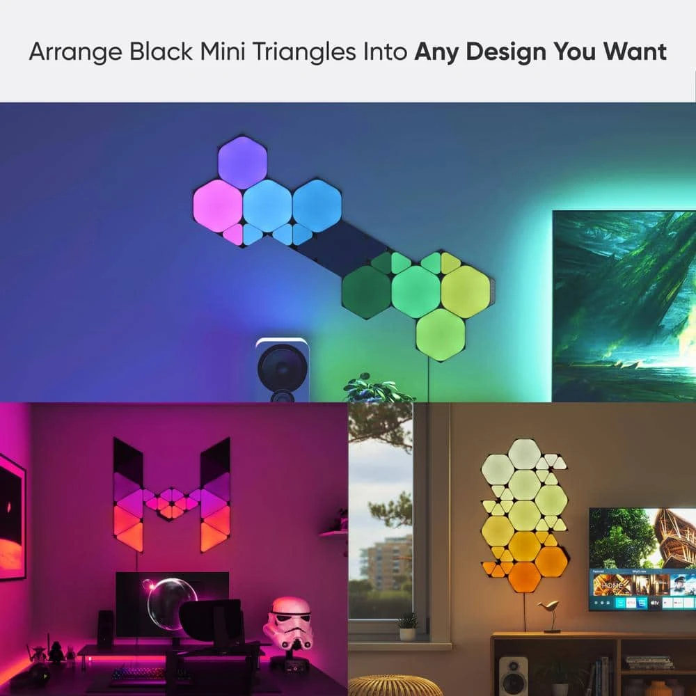 Nanoleaf Shapes Smart Wifi Black Mini Triangle Expansion Pack (10 Panels Included) Starter Kit Required 6 Nanoleaf Shapes Smart Wifi Black Mini Triangle Expansion Pack (10 Panels Included) Starter Kit Required - Image 4