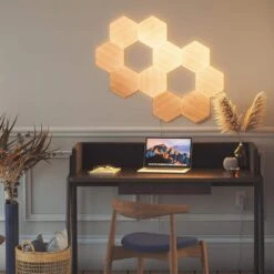 Nanoleaf Elements Wood Look Expansion Smart LED Panels (Pack Of 3) 21 Nanoleaf Elements Wood Look Expansion Smart LED Panels (Pack Of 3) -Lamp Parts nanoleaf smart light bulbs nl52 e 0001hb 3pk 1d 1000