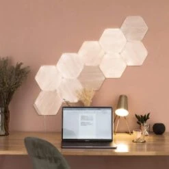 Nanoleaf Elements Wood Look Expansion Smart LED Panels (Pack Of 3) 27 Nanoleaf Elements Wood Look Expansion Smart LED Panels (Pack Of 3) -Lamp Parts nanoleaf smart light bulbs nl52 e 0001hb 3pk 44 1000