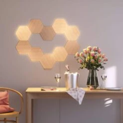 Nanoleaf Elements Wood Look Expansion Smart LED Panels (Pack Of 3) 25 Nanoleaf Elements Wood Look Expansion Smart LED Panels (Pack Of 3) -Lamp Parts nanoleaf smart light bulbs nl52 e 0001hb 3pk 4f 1000