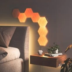 Nanoleaf Elements Wood Look Smarter Kit -7 Smart LED Panels -Lamp Parts nanoleaf smart light bulbs nl52k7003hb 7pk 77 1000