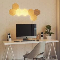 Nanoleaf Elements Wood Look Smarter Kit -7 Smart LED Panels -Lamp Parts nanoleaf smart light bulbs nl52k7003hb 7pk a0 1000