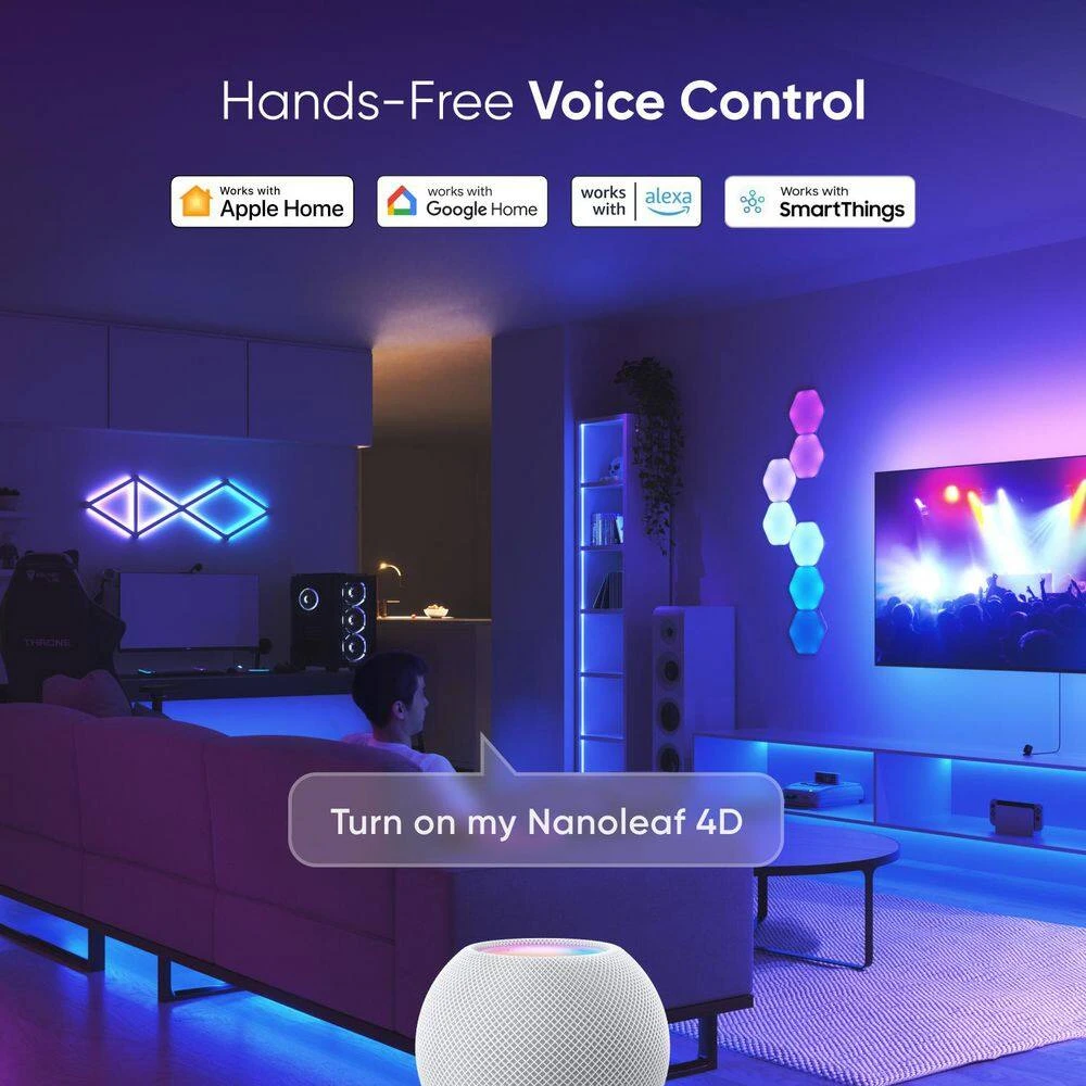 Nanoleaf 4D LED Addressable Lighting- Strip Light With Camera Starter Kit For 65 In. To 85 In. TVs 11 Nanoleaf 4D LED Addressable Lighting- Strip Light With Camera Starter Kit For 65 In. To 85 In. TVs - Image 9