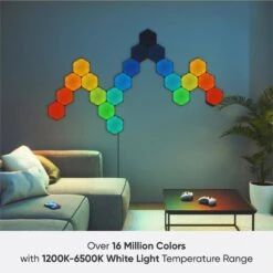 Nanoleaf Shapes - Modular Lighting Black Hexagon Smarter Kit RGBW LED Light Panels 6500K (9-Pack) -Lamp Parts nanoleaf wall light panels nl42 0103hx 9pk 77 1000