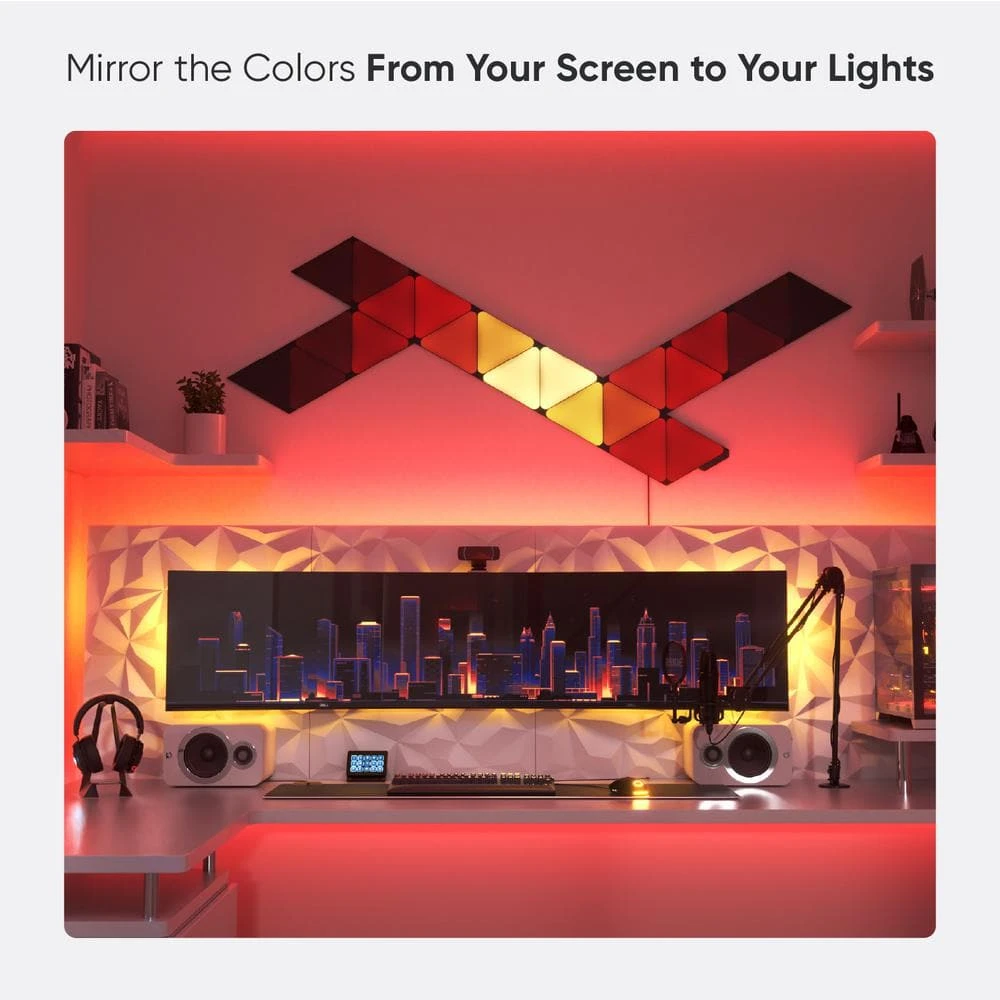 Nanoleaf Shapes - Modular Lighting Black Triangles Smarter Kit RGBW LED Light Panels 6500K (9-Pack) 7 Nanoleaf Shapes - Modular Lighting Black Triangles Smarter Kit RGBW LED Light Panels 6500K (9-Pack) - Image 5