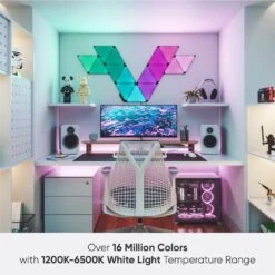 Nanoleaf Shapes - Modular Lighting Black Triangles Smarter Kit RGBW LED Light Panels 6500K (9-Pack) 15 Nanoleaf Shapes - Modular Lighting Black Triangles Smarter Kit RGBW LED Light Panels 6500K (9-Pack) -Lamp Parts nanoleaf wall light panels nl47 0103tw 9pk 77 1000