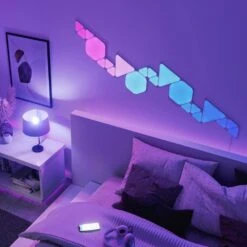Nanoleaf Shapes - Modular Lighting Mini Triangles Smarter Kit RGBW (9 LED Light Panels) -Lamp Parts nanoleaf wall light panels nl48 0003tw 9pk 31 1000