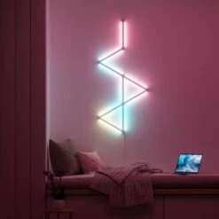 Nanoleaf Lines Smarter Kit Multi-Color Modular Backlit LED Wall Light Bars Gaming And Entertainment (9 Light Bars) -Lamp Parts nanoleaf wall light panels nl59 k 0003lw 9pk 1f 1000